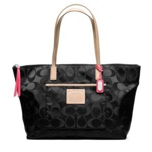Coach Legacy Weeknd Signature Black Nylon East West Tote